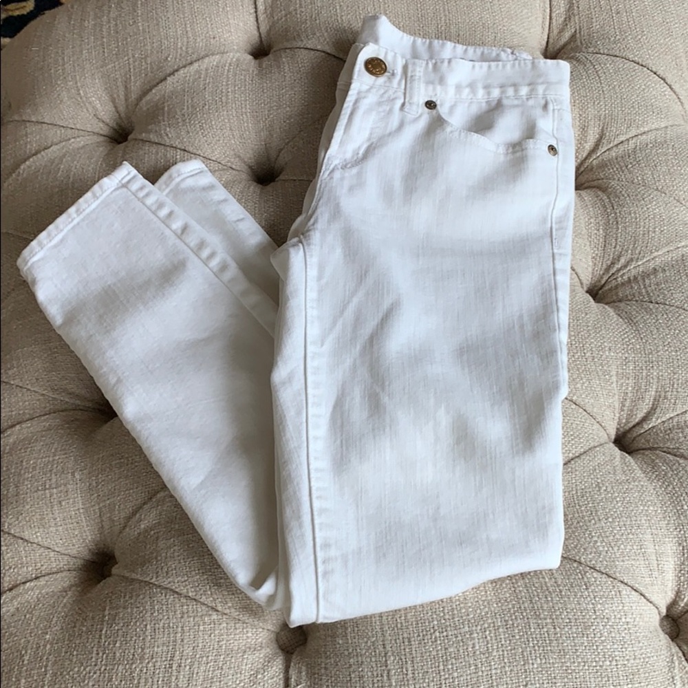 J.Crew White Denim Toothpick Ankle Jeans. 26
